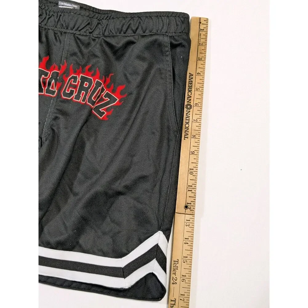 Rare Santa Cruz Basketball Shorts Men's Medium Skate Surf Y2k Flames Stripes 73